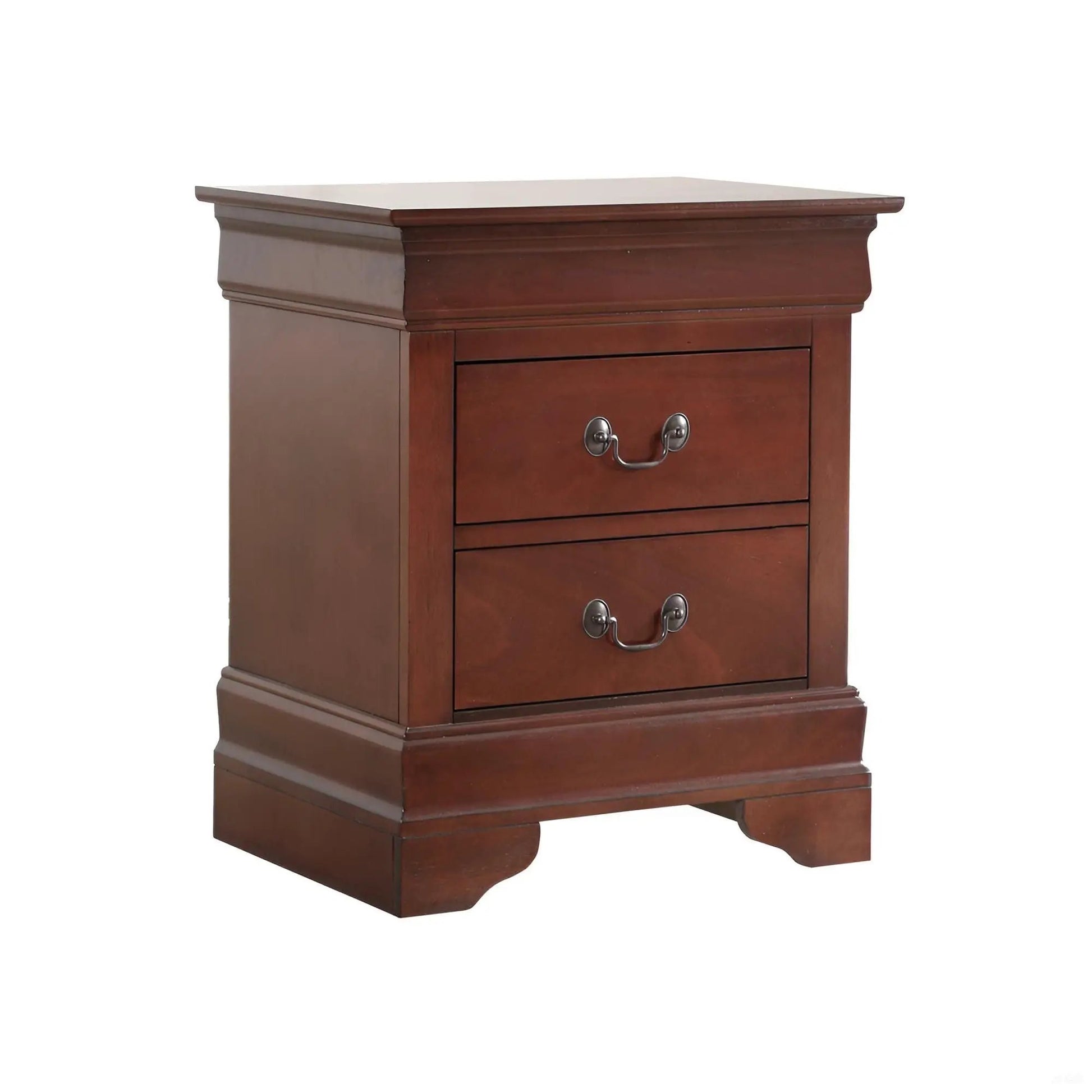 Traditional Style Design Nightstand in dark cherry wood with metal pulls, Unique Piece Furniture on Tampa Home & Garden Store