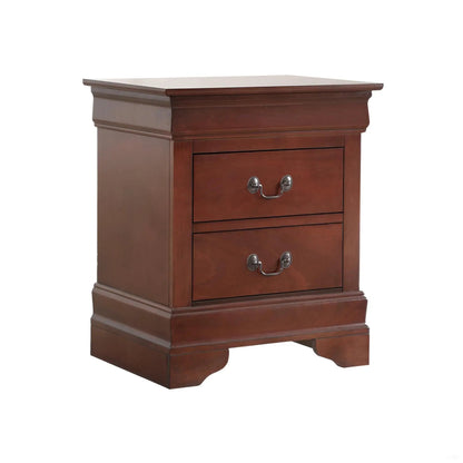 Traditional Style Design Nightstand in dark cherry wood with metal pulls, Unique Piece Furniture on Tampa Home & Garden Store