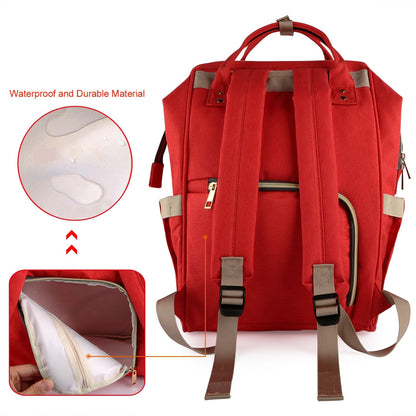 Mummy diaper bag backpack GemGear red water-resistant fabric large capacity on Tampa Home & Garden Store