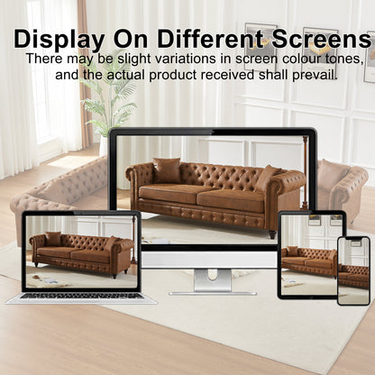 Tech Fabric Chesterfield Sofa with Rolled Arms