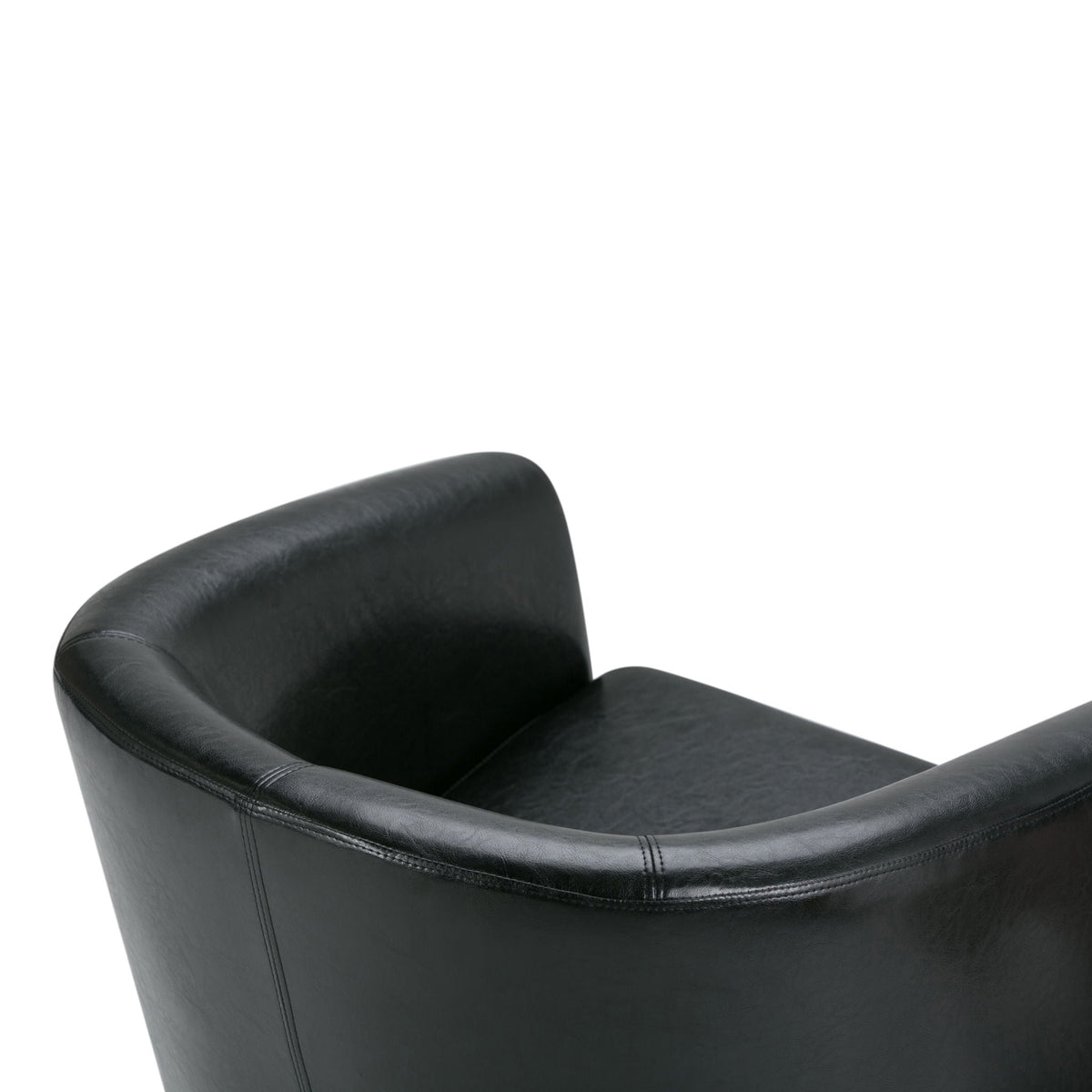 Transitional tub chair black leather upholstery with curved arm on Tampa Home & Garden Store