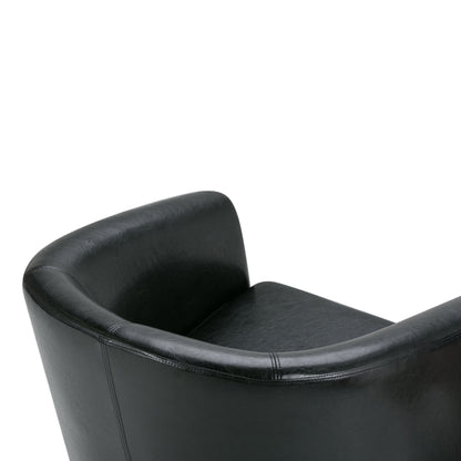 Transitional tub chair black leather upholstery with curved arm on Tampa Home & Garden Store