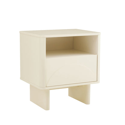 Modern accent nightstand cream finish with open shelf and arch-front drawer HouseOfZazla on Tampa Home & Garden Store