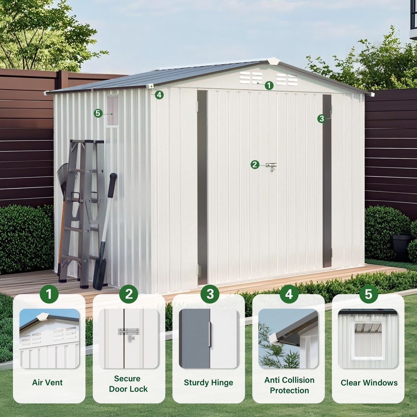 Metal Garden Storage Shed Pitched Roof And Door