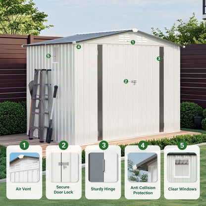 Metal Garden Storage Shed Pitched Roof And Door