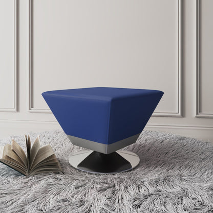 Diamond Accent Ottoman in blue faux leather, HouseOfZazla rectangle accent ottoman on Tampa Home & Garden Store