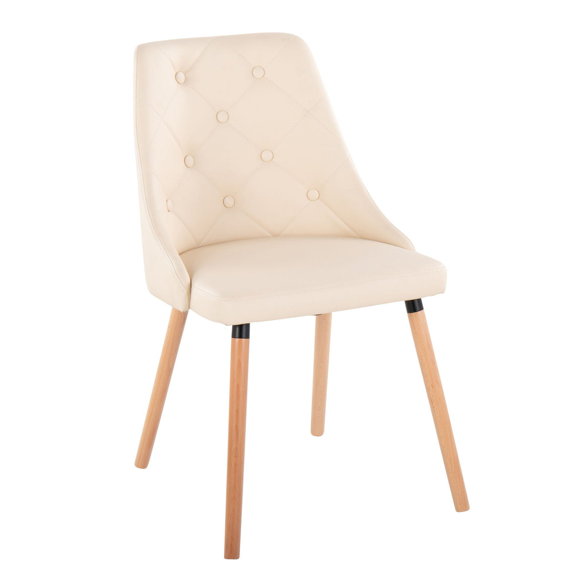 Giovanni dining chair set of 2, beige tufted upholstery with wooden legs on Tampa Home & Garden Store
