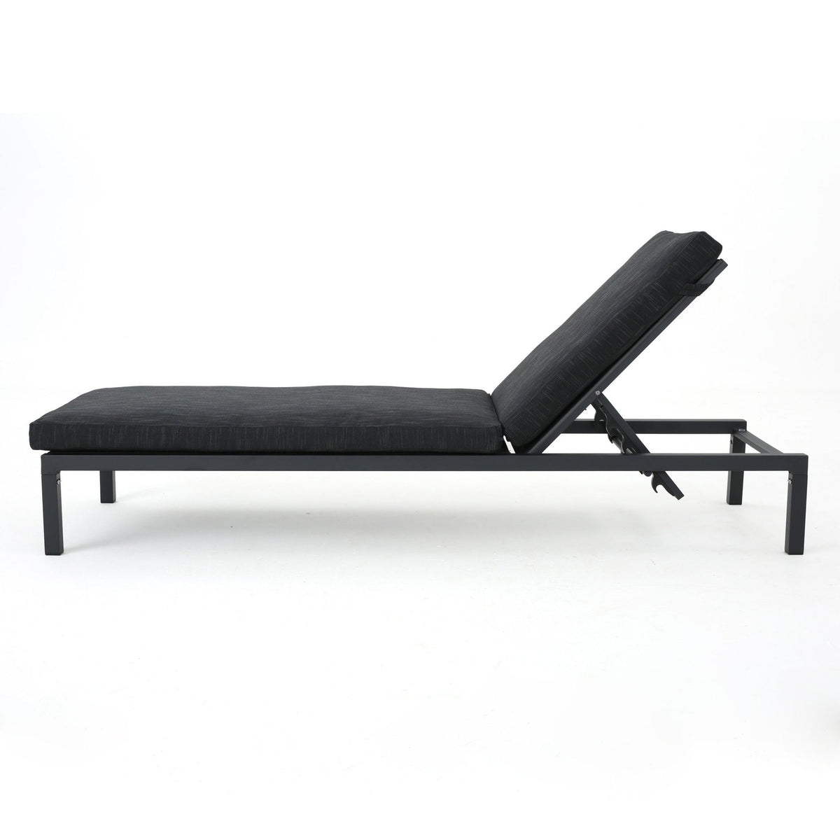 Modern Chaise Lounge dark gray water-resistant cushions by HouseOfZazla with metal frame on Tampa Home & Garden Store