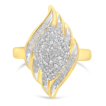 Diamond pave cocktail ring in 10K yellow gold plated sterling silver size 6 on Tampa Home & Garden Store