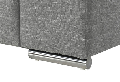 Fabric Arm Chair with oversized arms and chrome metal base in gray upholstery on Tampa Home & Garden Store