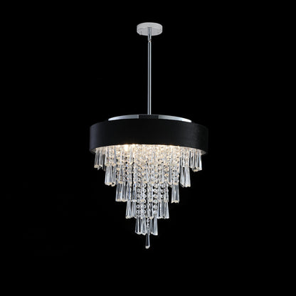 18-inch modern crystal chandelier with black velvet shade and crystal prisms on Tampa Home & Garden Store