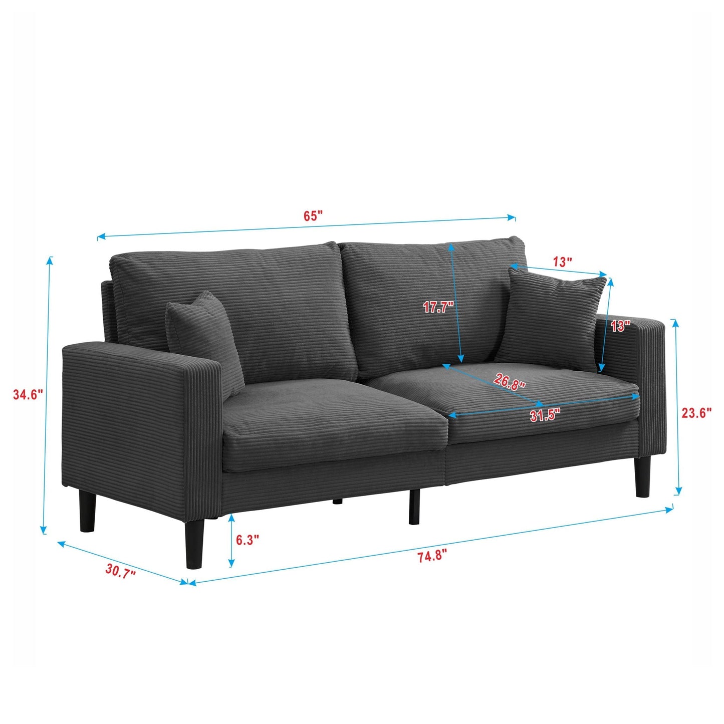 Modern Upholstered 3 and 2 Seater Sofa Set
