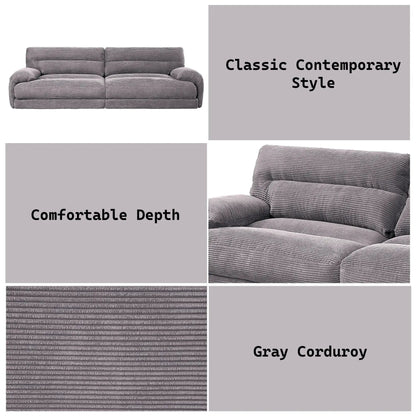 Cadenza Corduroy Sofa gray, stationary sofa with plush cushions by Unique Piece Furniture on Tampa Home & Garden Store