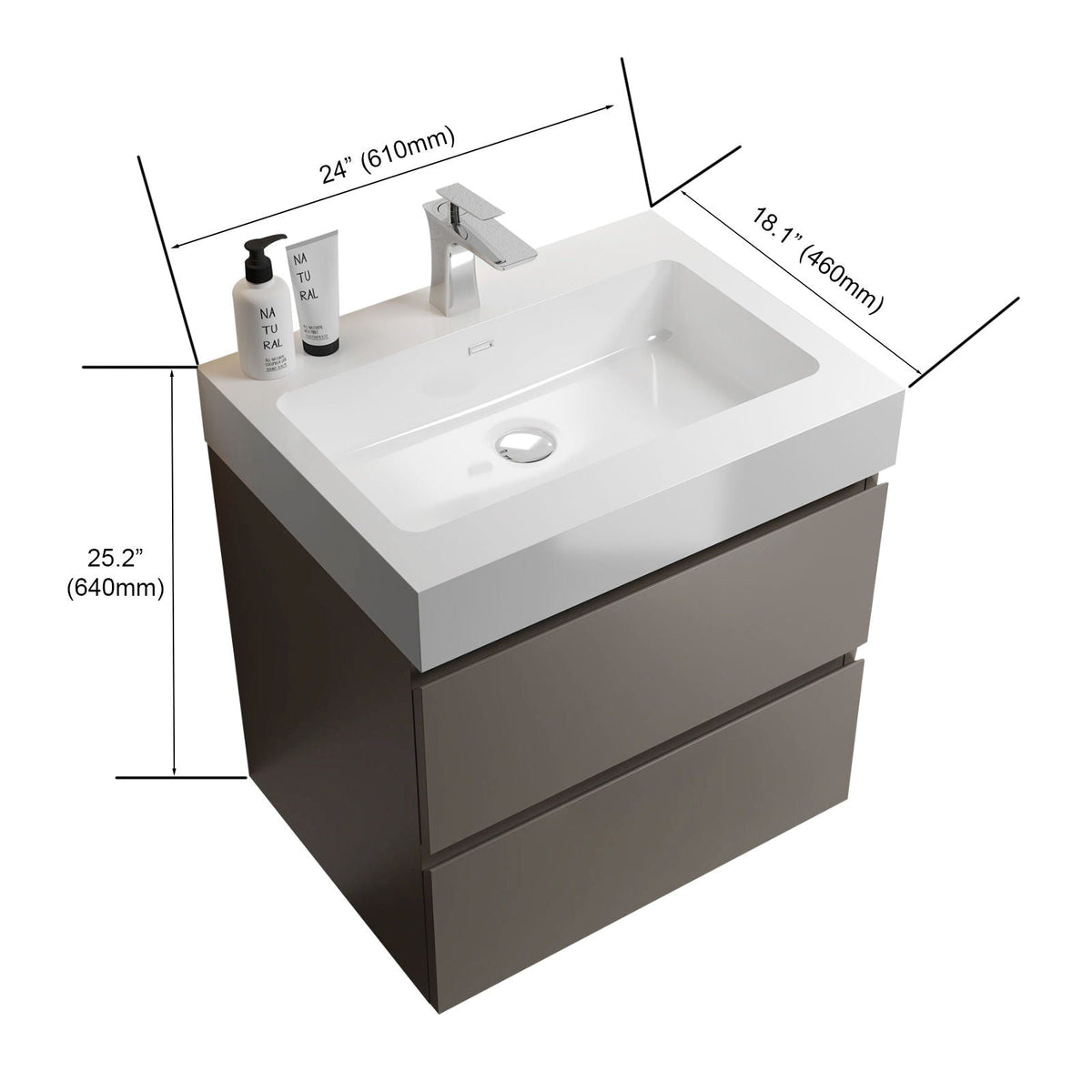 Alice bathroom vanity with sink, white integrated basin on gray 2drawer cabinet by HouseOfZazla on Tampa Home & Garden Store