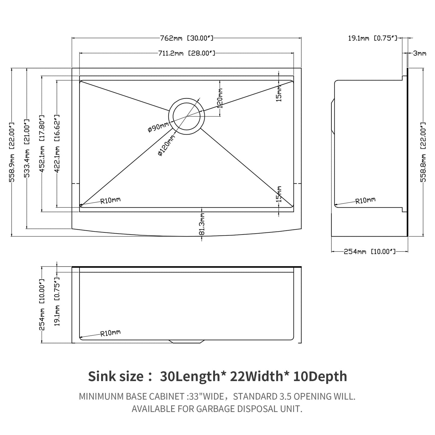 Farmhouse Kitchen Sink With Apron Front And Steel