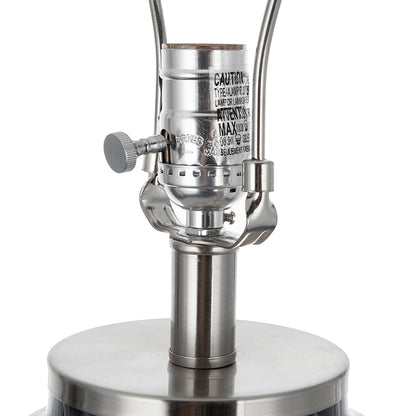 Ellis Glass Table Lamp with chrome hardware and knob dimmer on metal base on Tampa Home & Garden Store