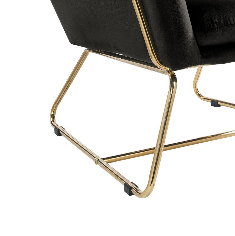 Keira Accent Chair with gold metal base, black upholstered seat by HouseOfZazla on Tampa Home & Garden Store