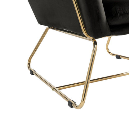 Keira Accent Chair with gold metal base, black upholstered seat by HouseOfZazla on Tampa Home & Garden Store