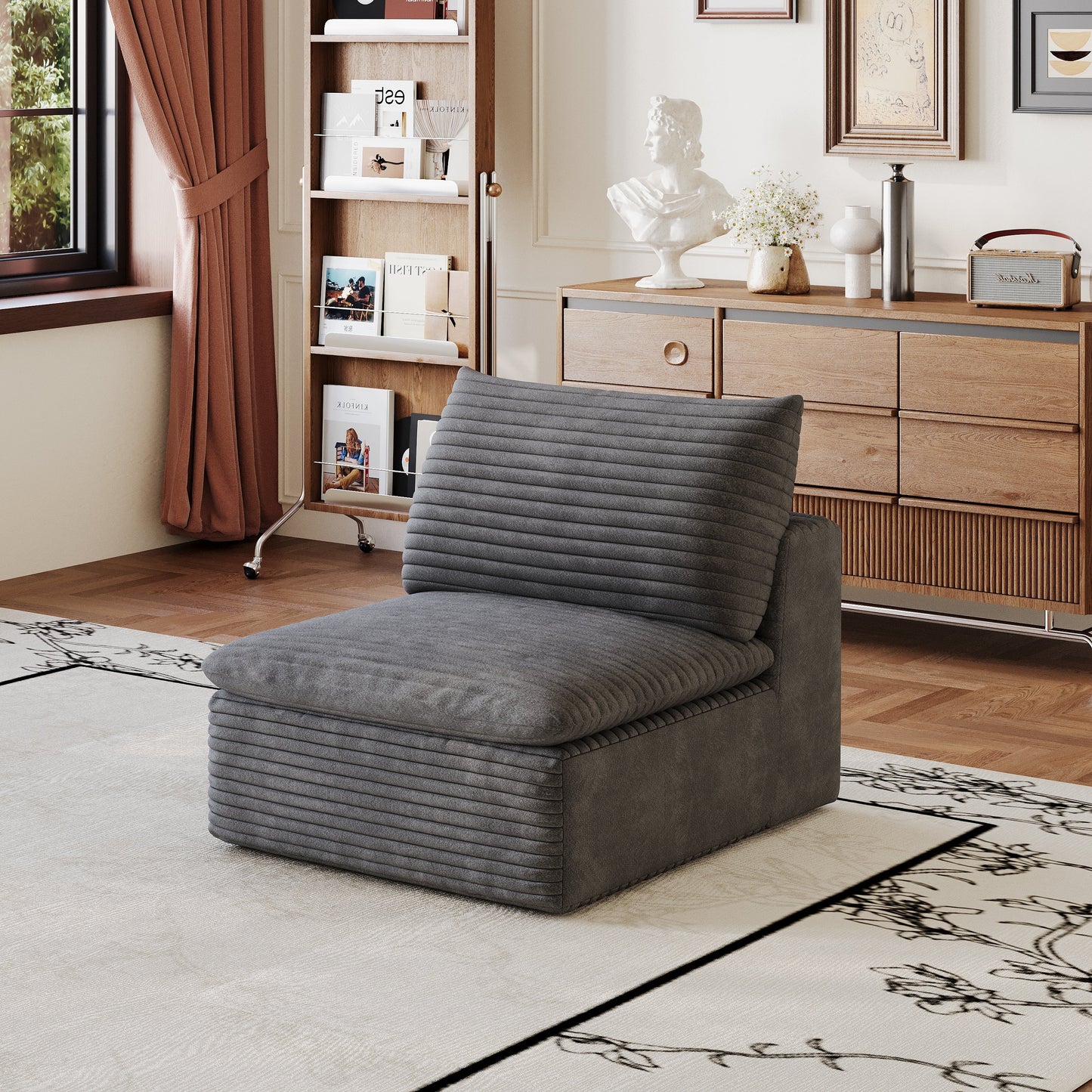 Stylish Modular One Middle Seat Sofa And Ottoman