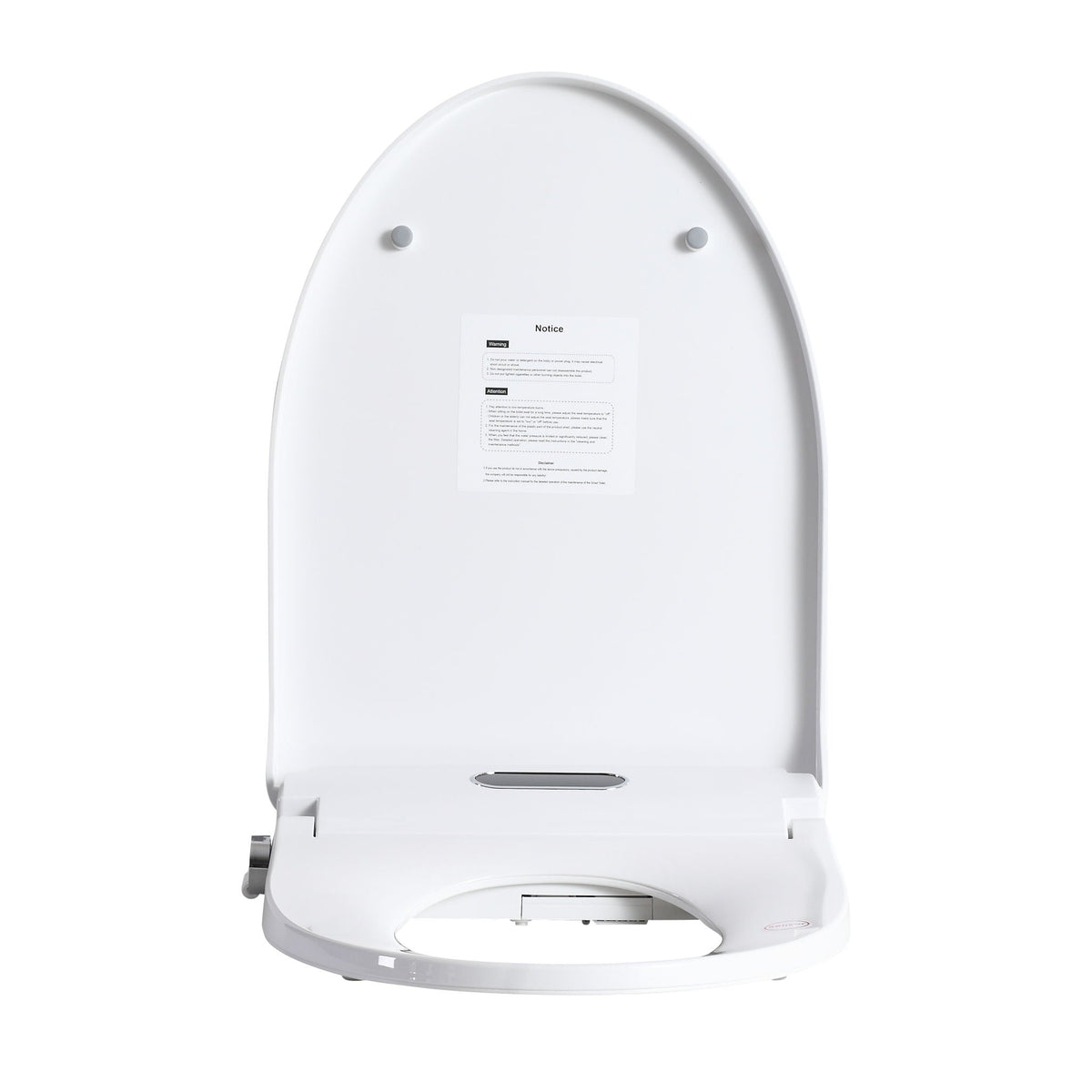 Smart bidet toilet seat by HouseOfZazla, white finish underside view with mounting posts on Tampa Home & Garden Store
