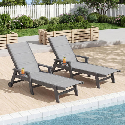 Set of Two Outdoor Pool Lounge Chairs for Patio