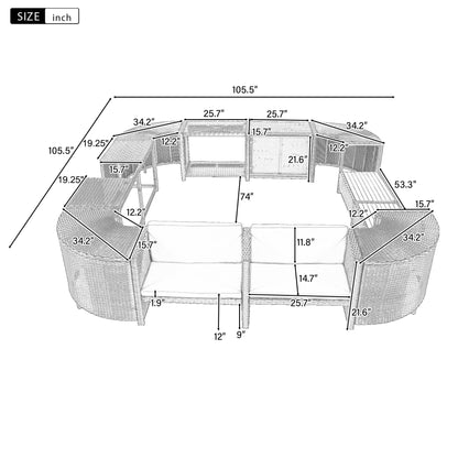 Outdoor Rattan Spa Frame and Modular Storage Seat