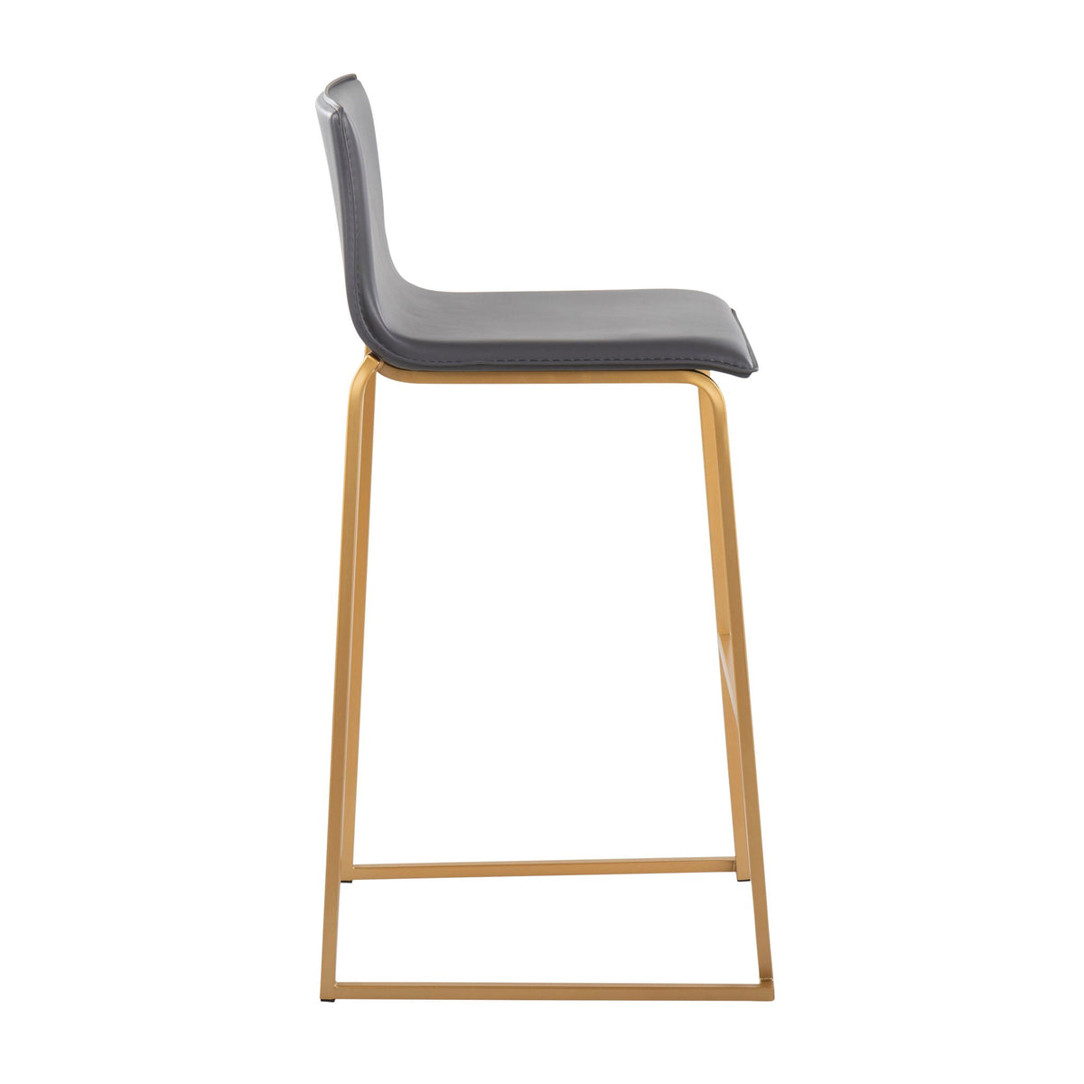 Contemporary gray upholstered barstool with gold metal base on Tampa Home & Garden Store