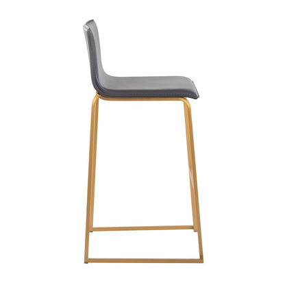 Contemporary gray upholstered barstool with gold metal base on Tampa Home & Garden Store