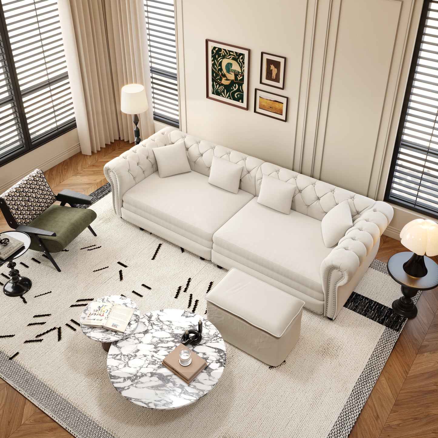 Designer Velvet Chesterfield Sofa and Bed