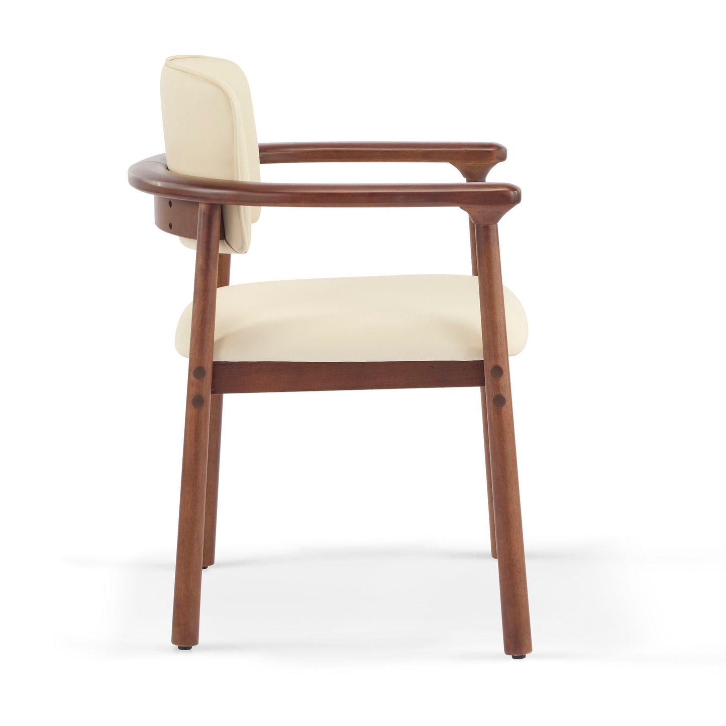 Beige Dining Room Chairs and Dark Walnut Frame