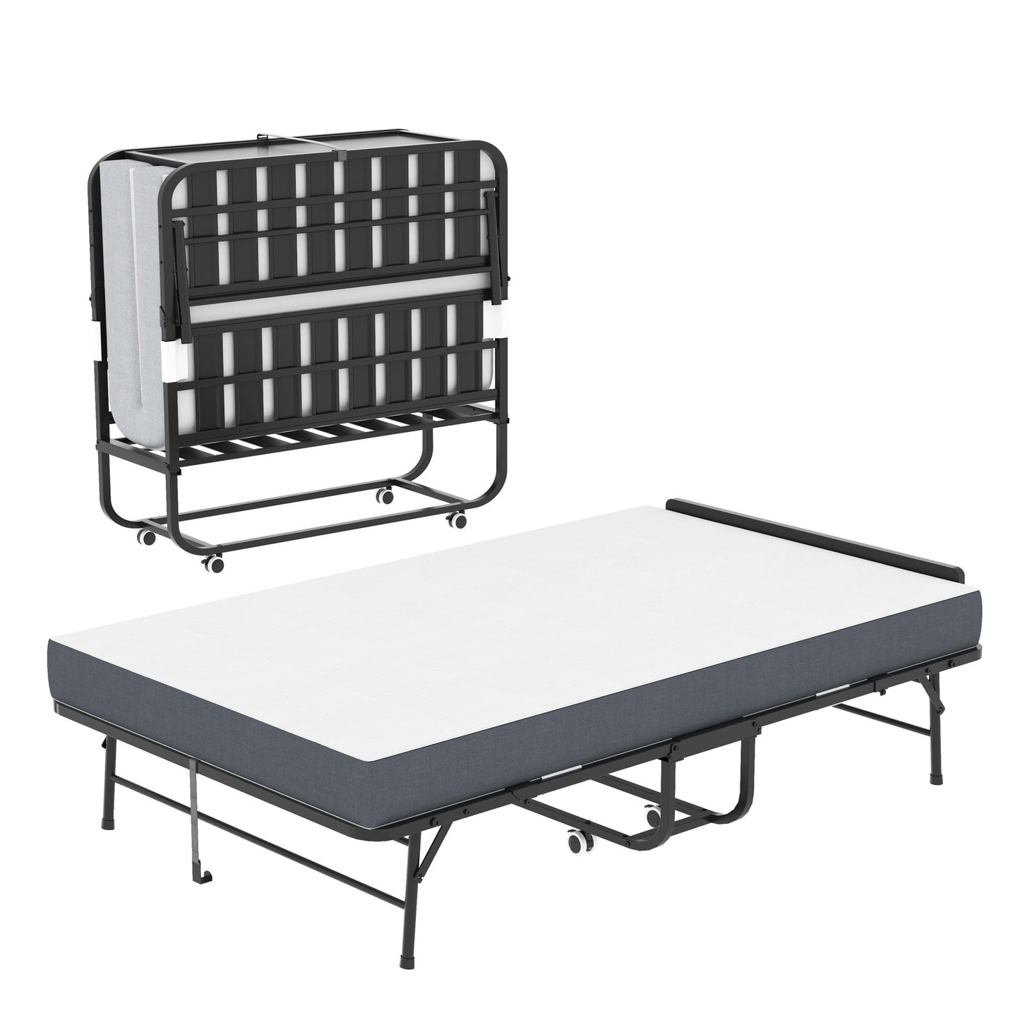 Twin wide folding bed by HouseOfZazla with adjustable headboard memory foam mattress steel frame on Tampa Home & Garden Store