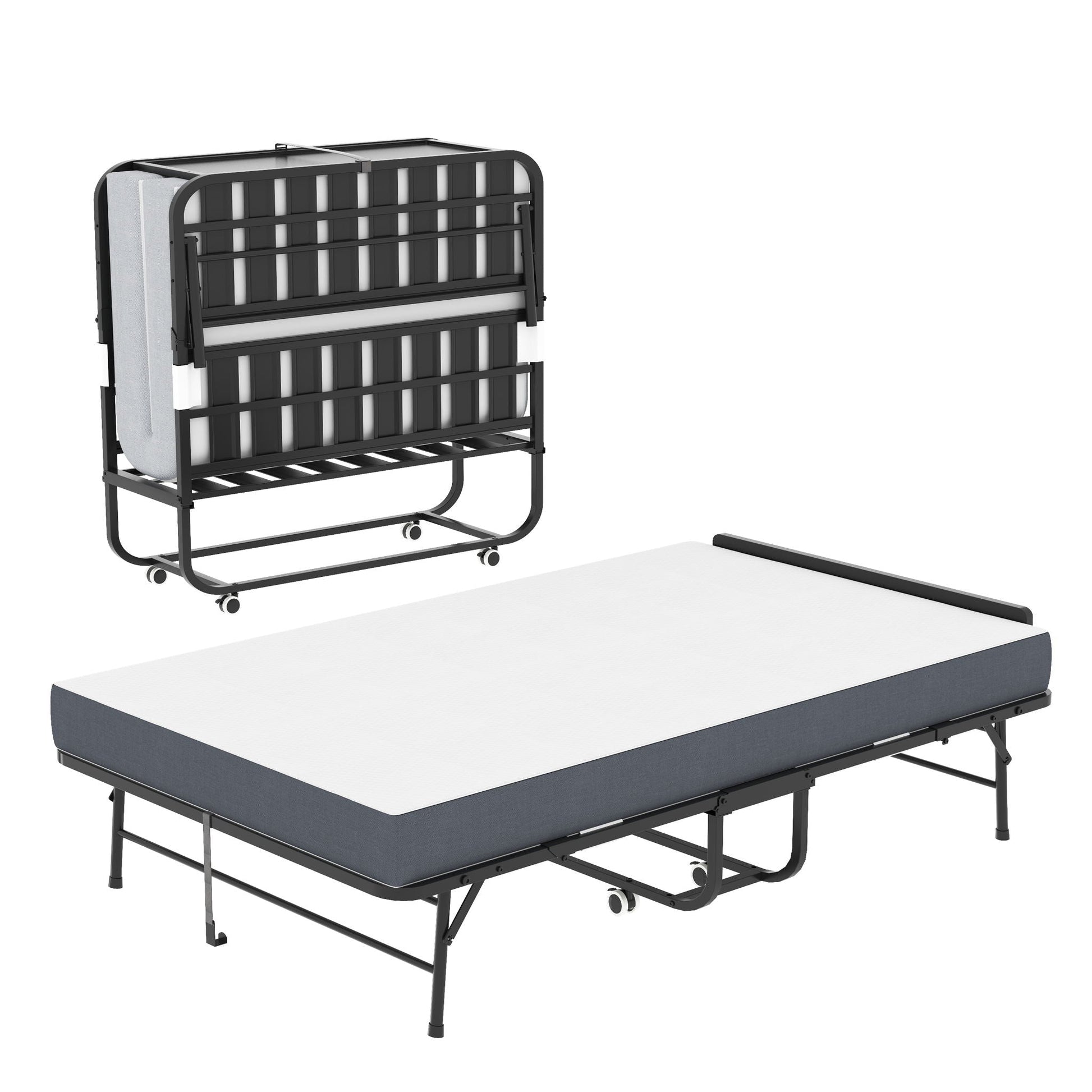 Twin wide folding bed by HouseOfZazla with adjustable headboard memory foam mattress steel frame on Tampa Home & Garden Store
