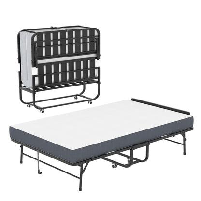 Twin wide folding bed by HouseOfZazla with adjustable headboard memory foam mattress steel frame on Tampa Home & Garden Store