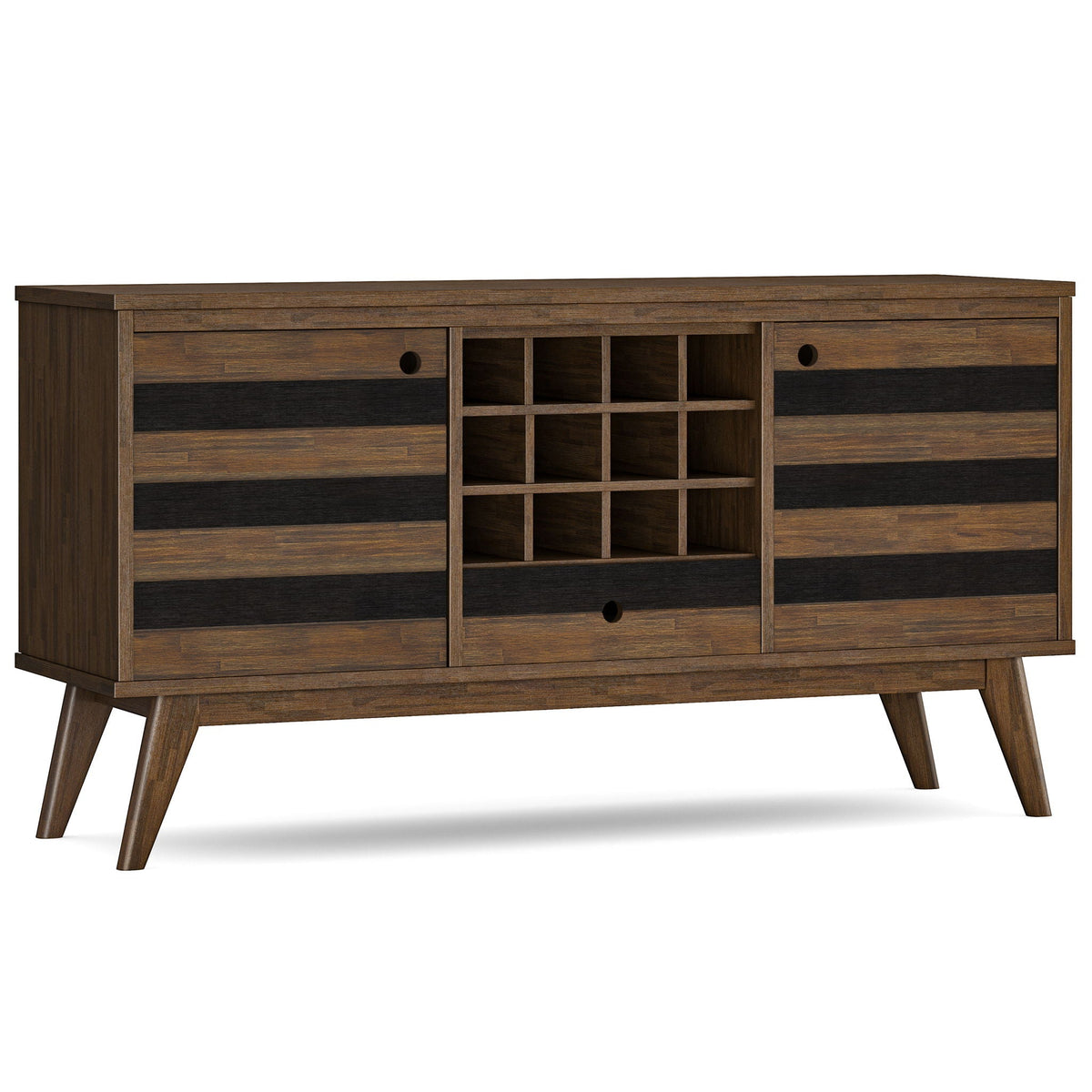 Clarkson Sideboard with Storage in solid acacia wood brown finish with central cube cubbies on Tampa Home & Garden Store