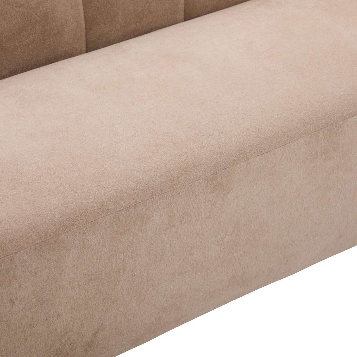 Mirelle 80 in Modern Curved Velvet Sofa Couch beige velvet upholstery close-up HouseOfZazla on Tampa Home & Garden Store