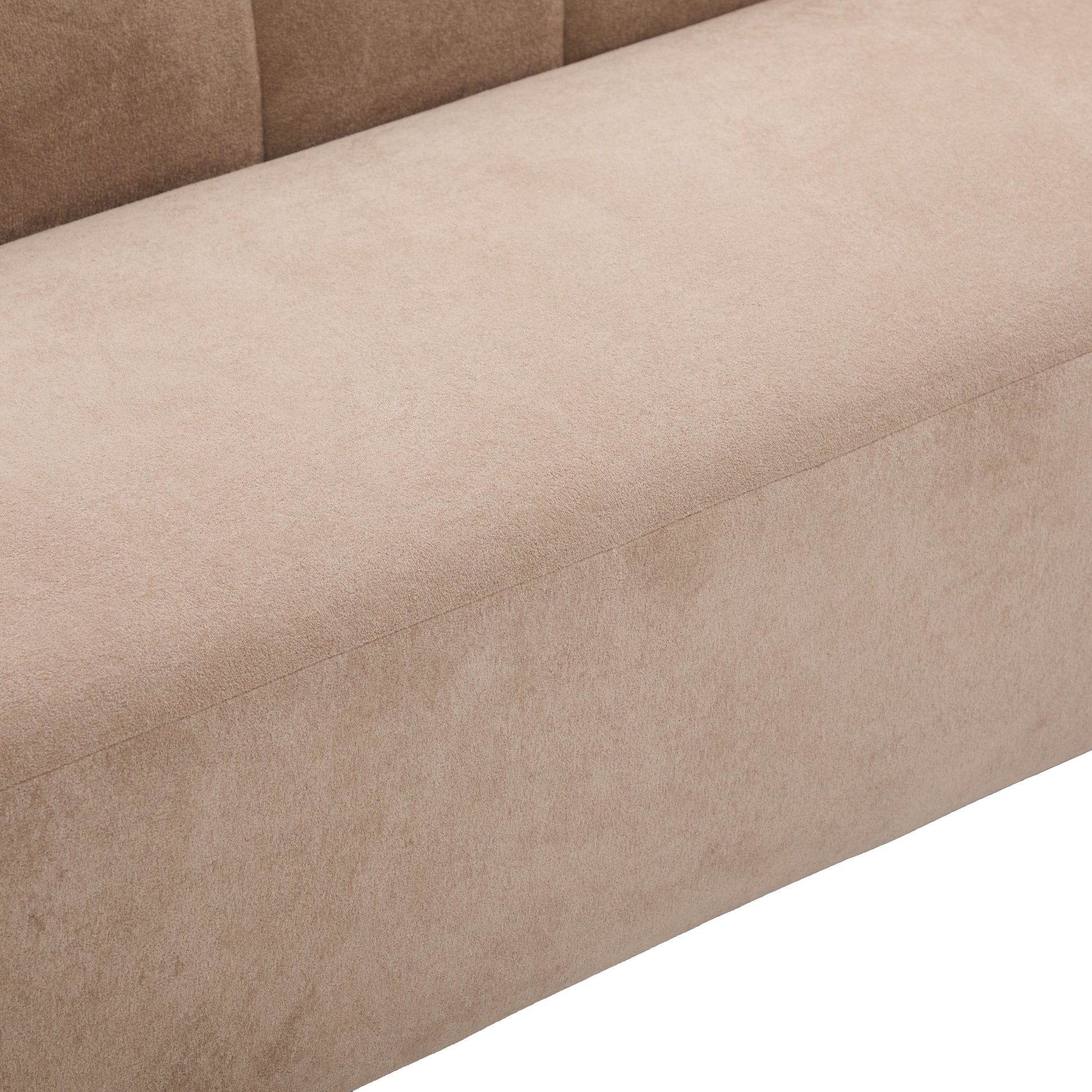 Mirelle 80 in Modern Curved Velvet Sofa Couch beige velvet upholstery close-up HouseOfZazla on Tampa Home & Garden Store
