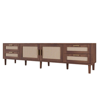 TV Stand Media Console with 4 Drawers Dark Brown