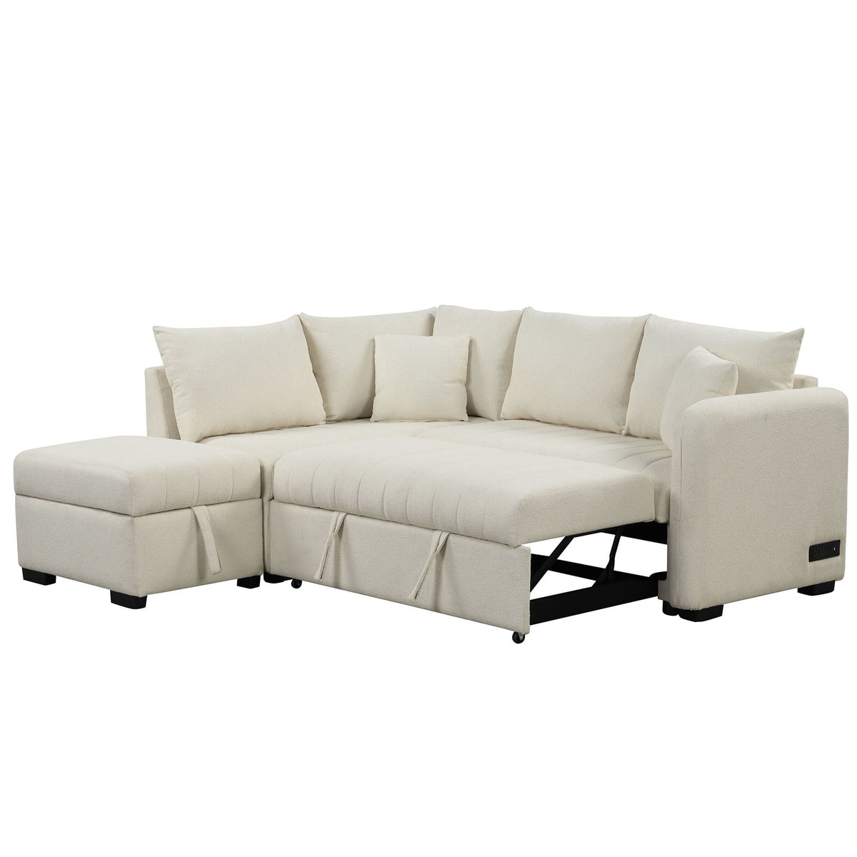 L-shaped sleeper sectional with pull-out bed, storage ottoman, USB ports and power sockets on Tampa Home & Garden Store