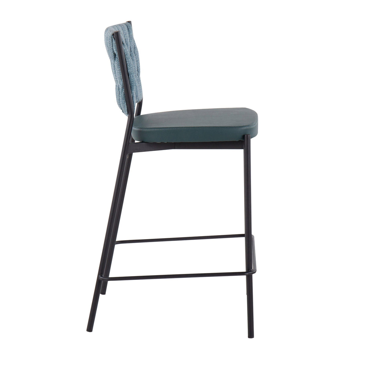 Counter stool set of 2 with padded blue-gray seat and braided backrest by HouseOfZazla on Tampa Home & Garden Store