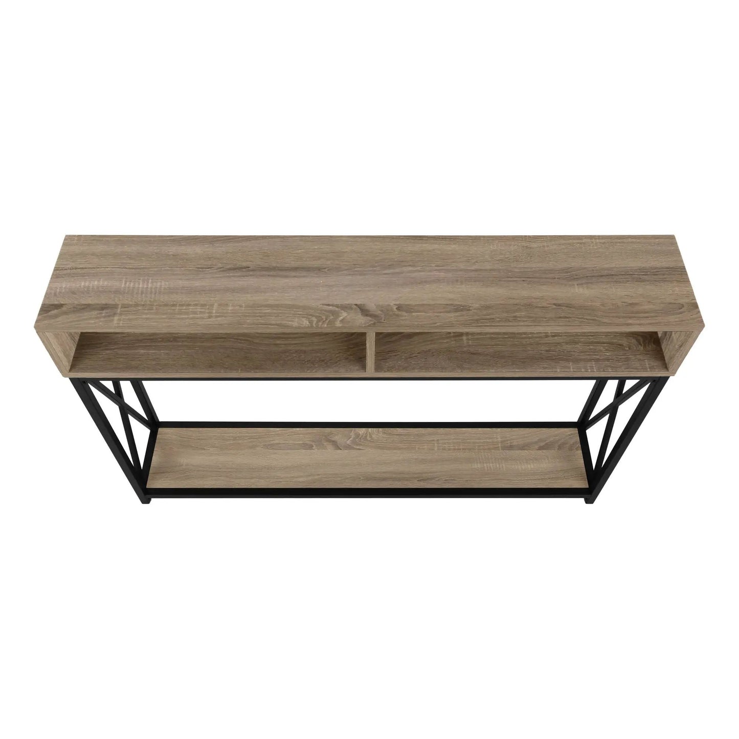 Accent Console Table for Entryway in oak finish with black metal base by Unique Piece Furniture on Tampa Home & Garden Store
