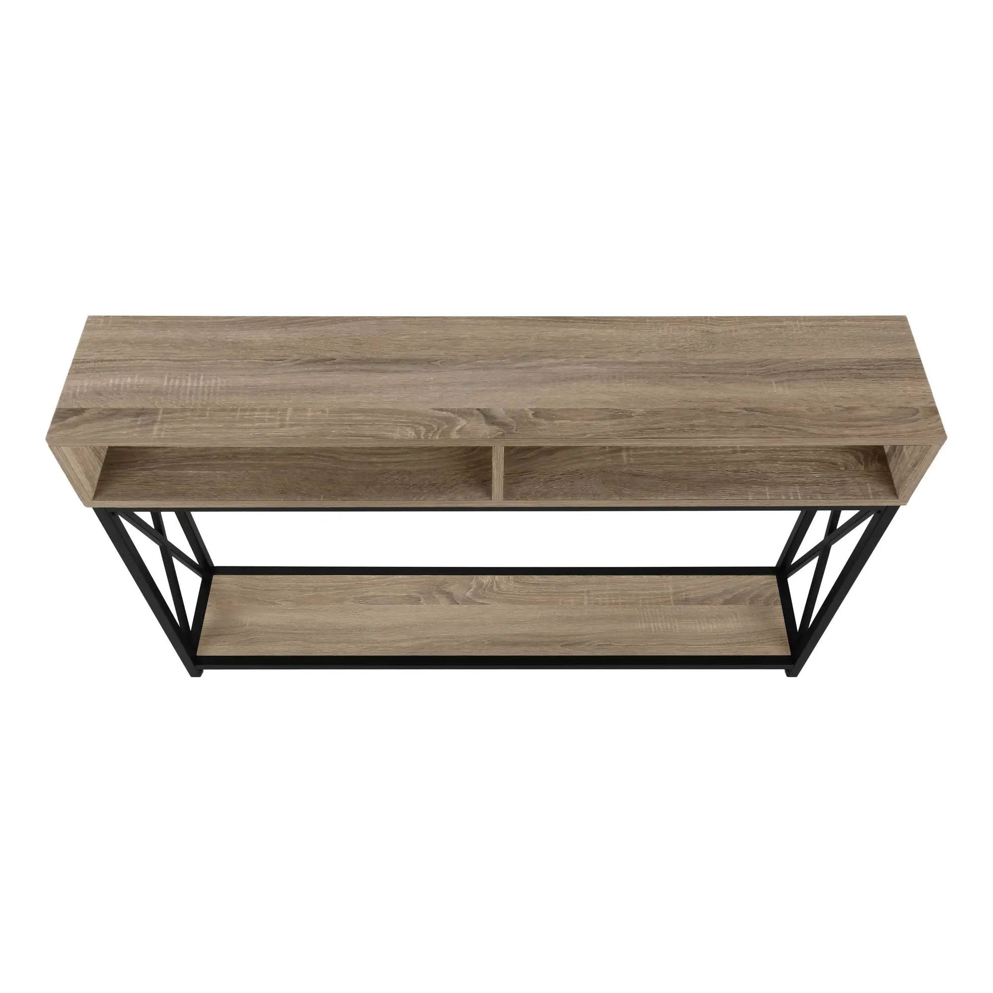 Accent Console Table for Entryway in oak finish with black metal base by Unique Piece Furniture on Tampa Home & Garden Store