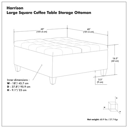 Harrison Upholstered Coffee Table Storage Ottoman