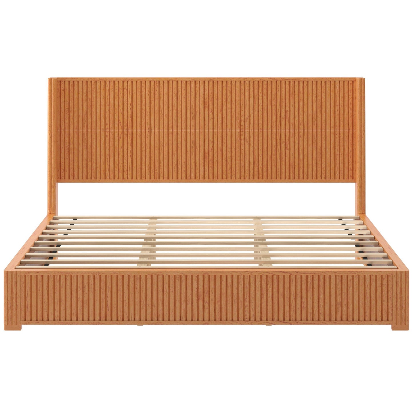 Modern Platform Bed Frame with Tall Headboard