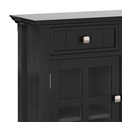 Acadian handcrafted entryway storage cabinet, black with paneled doors and metal knob on Tampa Home & Garden Store