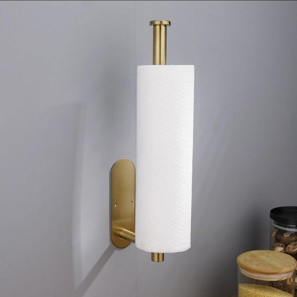 Stevvex adhesive toilet paper holder gold stainless steel wall-mount tissue roll hanger on Tampa Home & Garden Store
