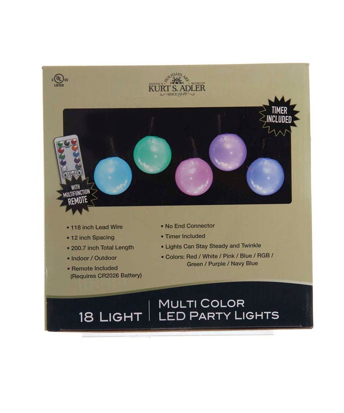 18-Light Pastel Old Time Party LED Set multi-color globe string lights by Country Christmas Loft on Tampa Home & Garden Store