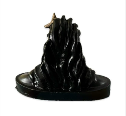 Adiyogi statue figurine in glossy black resin on circular base by Vibhsa 6in sculpture on Tampa Home & Garden Store