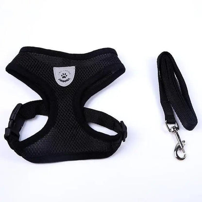 Stevvex black dog harness with padded mesh and no-pull design, 2-piece leash set on Tampa Home & Garden Store