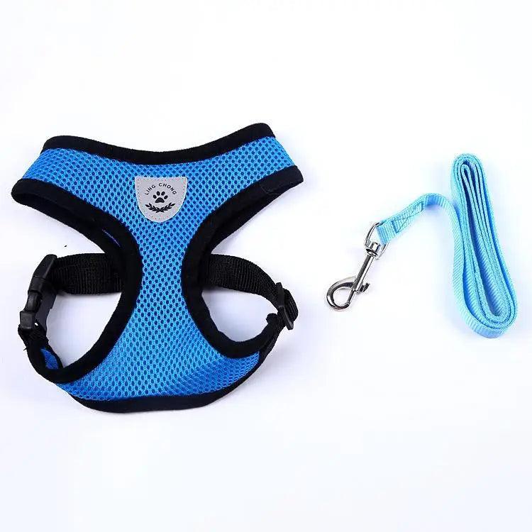Stevvex blue adjustable dog harness no-pull padded vest with reflective trim and handle on Tampa Home & Garden Store