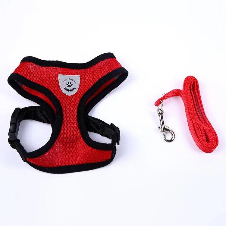 Stevvex adjustable dog harness red padded mesh no-pull with handle and red leash on Tampa Home & Garden Store